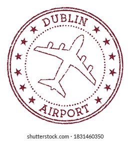 Dublin Airport stamp with airplane logo in a vector illustration style.