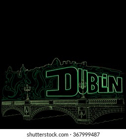 Dublin bridge illustration
