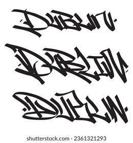 dublin capital city name of ireland country digital graffiti art handstyle painting chisel tags one liner color black vector illustration signature symbol