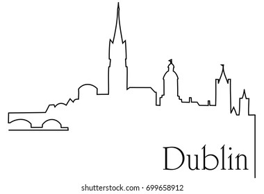 Dublin city one line drawing background