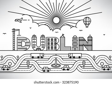 Dublin City Typography Design with Building Letters