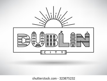 Dublin City Typography Design with Building Letters