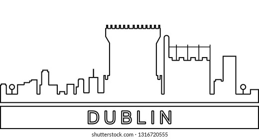 Dublin detailed skyline icon. Element of Cities for mobile concept and web apps icon. Thin line icon for website design and development, app development