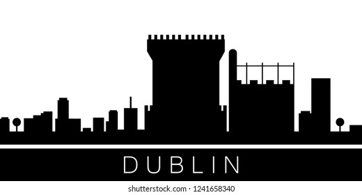 Dublin detailed skyline. Vector postcard illustration