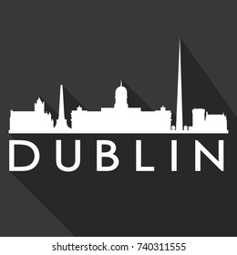 Dublin Flat Icon Skyline Silhouette Design City Vector Art Famous Buildings.