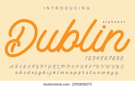 Dublin font. Elegant alphabet letters font and number. Classic Copper Lettering Minimal Fashion Designs. Typography fonts regular uppercase and lowercase. vector illustration