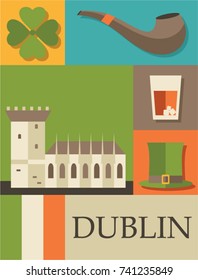 dublin icons set ireland travel poster