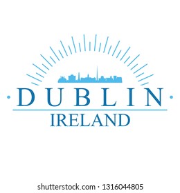 Dublin Ireland. Banner Design. City Skyline. Silhouette Vector. Famous Monuments.
