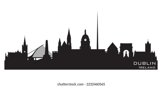 Dublin Ireland city skyline Detailed vector silhouette