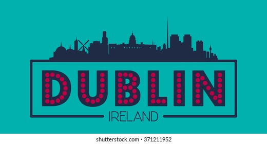 Dublin Ireland city skyline typographic illustration vector design