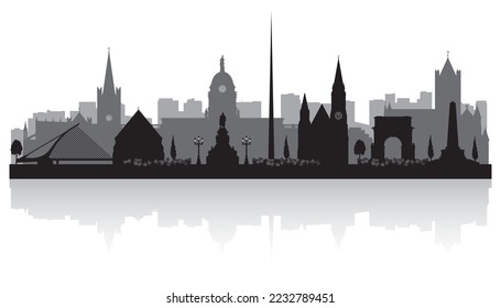 Dublin Ireland city skyline vector silhouette illustration