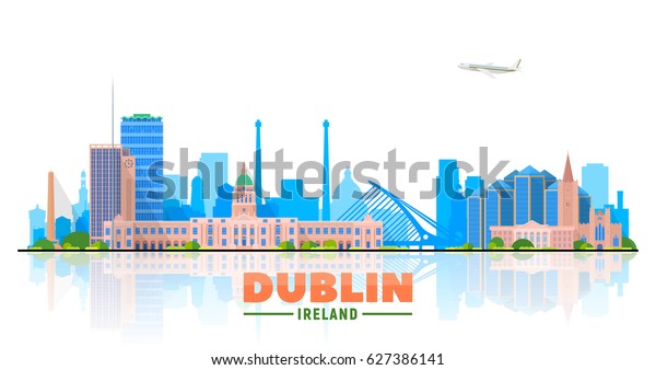 Dublin Ireland City Skyline Vector Illustration Stock Vector