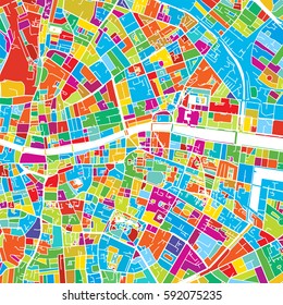  Dublin, Ireland, Colorful Vector Map, printable outline Version, ready for color change, Separated On White