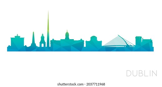 Dublin, Ireland Low Poly Skyline Clip Art City Design. Geometric Polygon Graphic Horizon Icon. Vector Illustration Symbol.