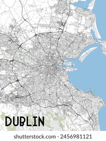 Dublin, Ireland map poster art