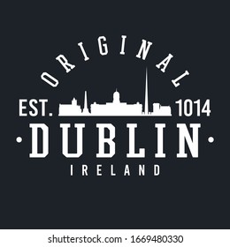 Dublin, Ireland Skyline Original. A Logotype Sports College and University Style. Illustration Design.