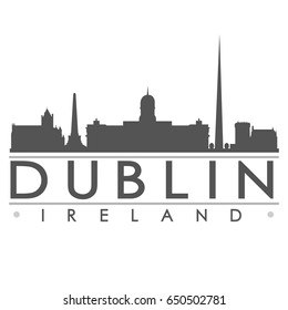Dublin Ireland Skyline Silhouette Skyline Stamp Vector City Design Landmark.