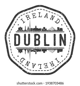 Dublin, Ireland Stamp Skyline Postmark. Silhouette Postal Passport. City Round Vector Icon. Vintage Postage Design.