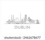 Dublin skyline cityscape illustration in black and white 