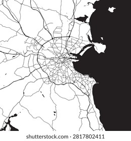 Dublin Vector Map - Detailed City Street Plan, River Liffey and Ring Road Grid