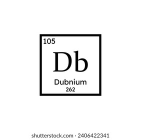 Dubnium chemical symbol icon. Periodic table. Vector illustration.