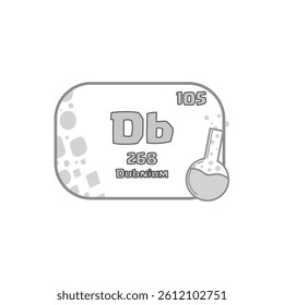 Dubnium element icon. Number one hundred five. Vector Db symbol. Periodic table square.