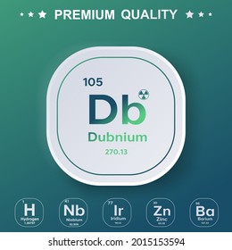 Dubnium element from the periodic table - Modern design
