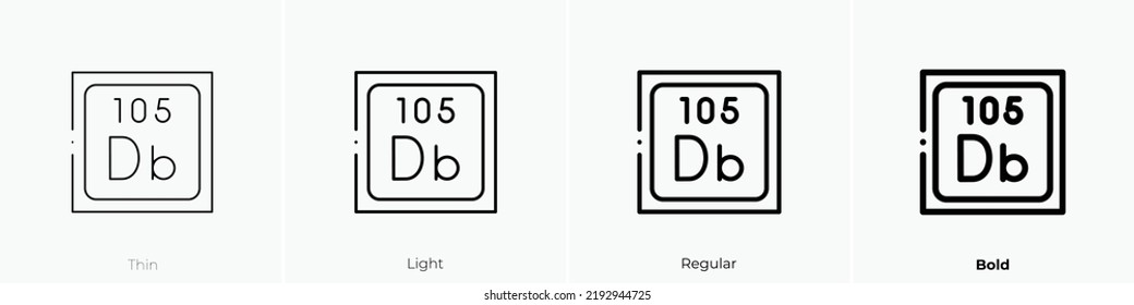dubnium icon. Thin, Light Regular And Bold style design isolated on white background