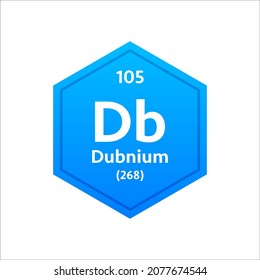 Dubnium symbol. Chemical element of the periodic table. Vector stock illustration.