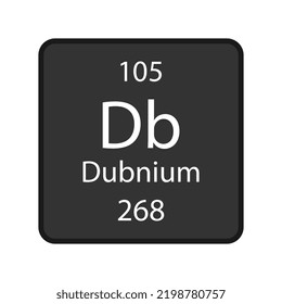 Dubnium symbol. Chemical element of the periodic table. Vector illustration.