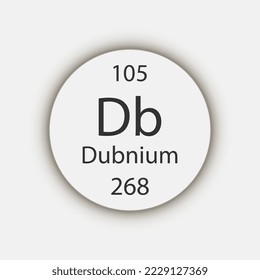 Dubnium symbol. Chemical element of the periodic table. Vector illustration.