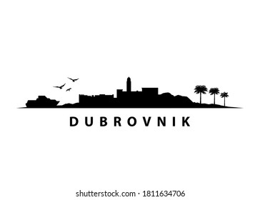 Dubrovnik Croatia City Skyline Landscape. Black Vector Shape Silhouette Graphic svg