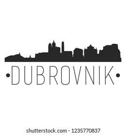 Dubrovnik Croatia City Skyline Silhouette City Design Vector Famous Monuments.