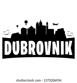 Dubrovnik Croatia. City Skyline. Silhouette Banner City. Design Vector. Famous Monuments.