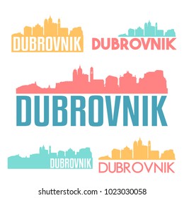 Dubrovnik Croatia Flat Icon Skyline Vector Silhouette Design Set Logos.