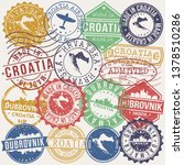 Dubrovnik Croatia Set of Stamps. Travel Stamp. Made In Product. Design Seals Old Style Insignia.