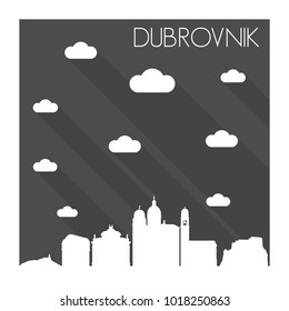 Dubrovnik Croatia Skyline City Flat Silhouette Design 