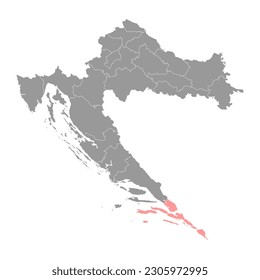 Dubrovnik Neretva county map, subdivisions of Croatia. Vector illustration.