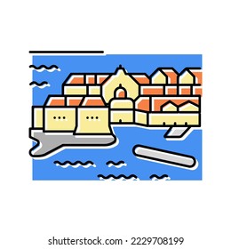 dubrovnik old town color icon vector. dubrovnik old town sign. isolated symbol illustration