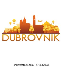 Dubrovnik Skyline Silhouette Gradient Vector City Design.