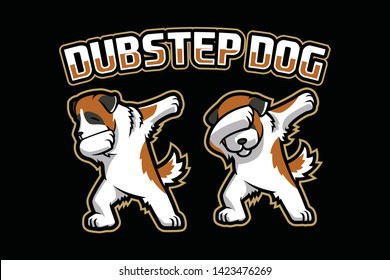 Dubstep Dog mascot logo design isolated on black background