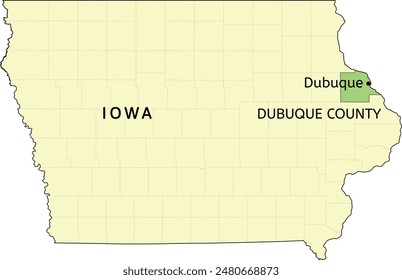 Dubuque County and city of Dubuque location on Iowa state map