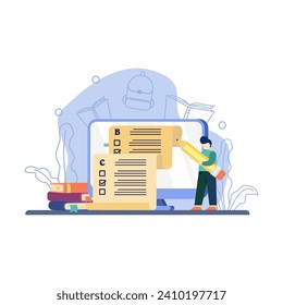 ducation vector illustration. Online education, scholarship, back to school, Online Book, Webinar, Online Class, Achievement trophy.flat design style vector graphic illustration