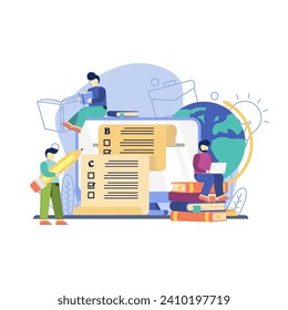 ducation vector illustration. Online education, scholarship, back to school, Online Book, Webinar, Online Class, Achievement trophy.flat design style vector graphic illustration