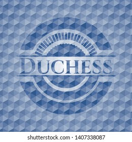 Duchess blue badge with geometric background. Vector Illustration. Detailed.