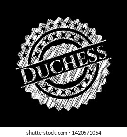 Duchess chalk emblem written on a blackboard. Vector Illustration. Detailed.