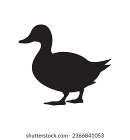 duck 2 silhouette black white vector illustration