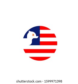 duck american flag logo design template vector sign