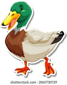 Duck animal farm animal cartoon sticker illustration