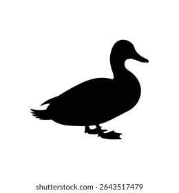 Duck Animal Silhouette: Waterfowl Bird, Nature, and Wildlife Vector Design

